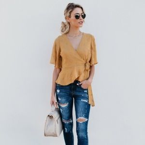 Vici Gotta Give Embroidered Wrap Star Top